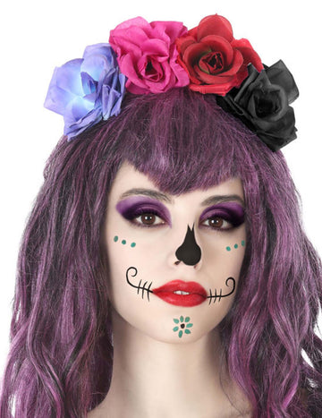 Többszínű virágfejsávok dia de los muertos felnőtt