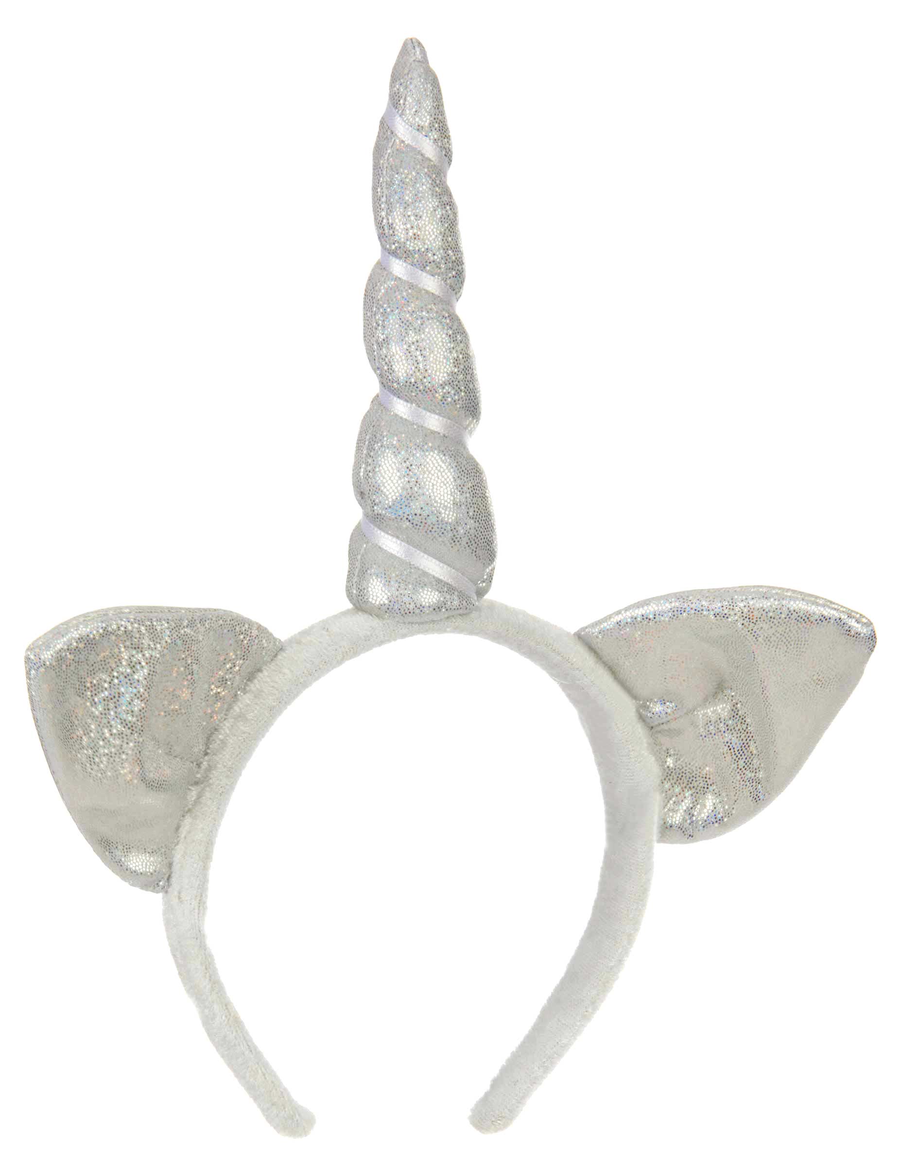 Serre-tête licorne pour adulte argent avec oreilles