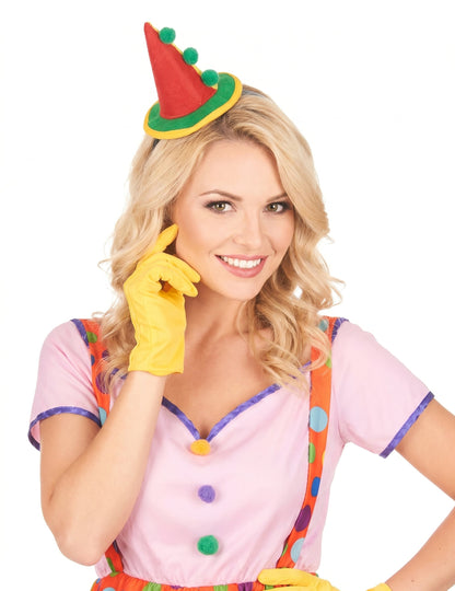 Serre-tête mini chapeau clown pointu adulte