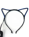 Serre-tête oreilles de chat néon pour adulte bleu