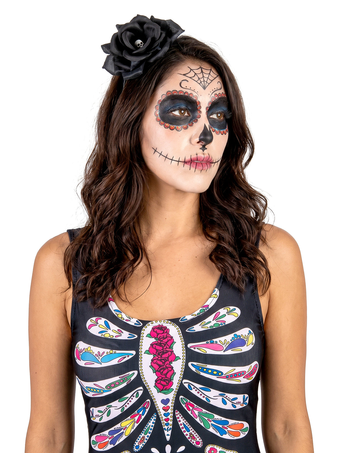 Fekete rózsaszín fejpánt dia de los muertos felnőtt