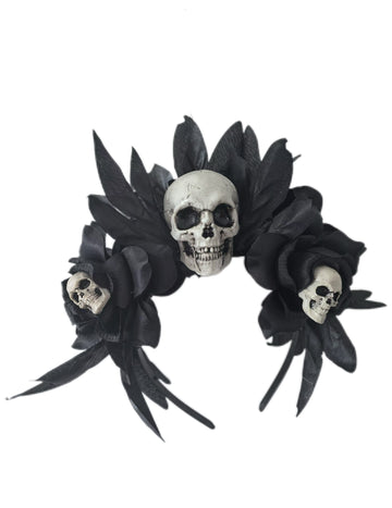 Fekete rózsák és koponyák fejpánt