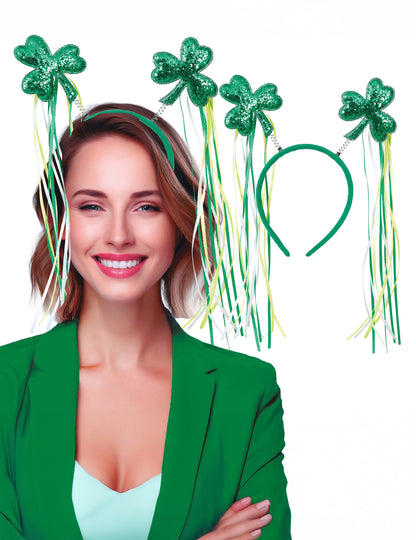 Szent Patrik-napi lóhere alakú fejpánt szalagokkal