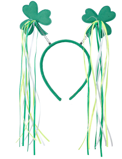 Szent Patrik-napi lóhere alakú fejpánt szalagokkal