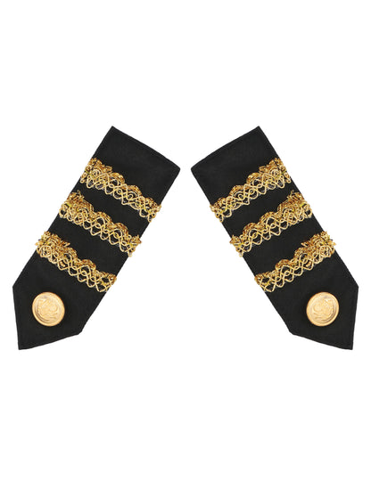 Épaulettes noires et dorées du set accessoires capitaine pour adulte