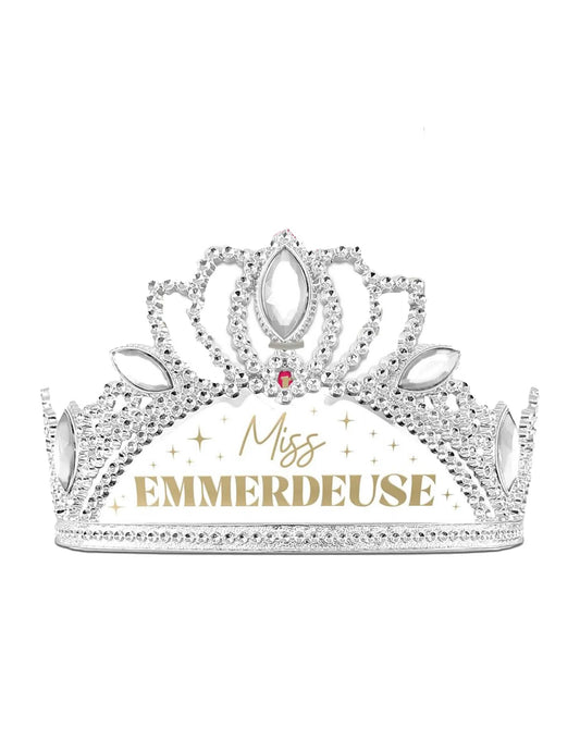 A kiegészítők miss emmerdeuse sál és diadém készlet diadém részletei