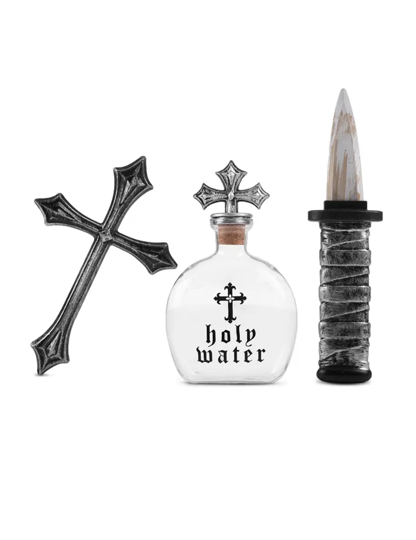 Set d'accessoires chasseur de vampires pour adulte gris avec croix fiole et pieu