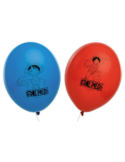 Ballons en latex One Piece pour anniversaire rouges et bleus avec motif Luffy