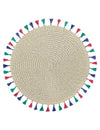 Set de table boho vibes beige rond avec pompons multicolores