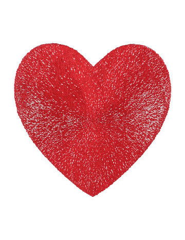Piros szív alakú műanyag alátét 38 cm 38x cm