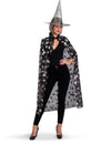 Set de sorcière chapeau et cape pour femme noir et argent