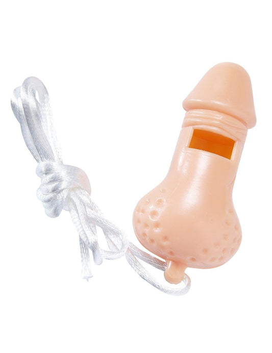 Sifflet coquin zizi humoristique pour adulte chair avec cordon blanc