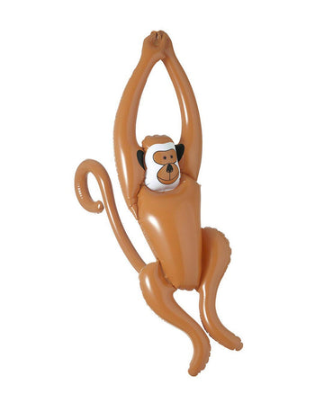 Singe gonflable pour fête marron et blanc