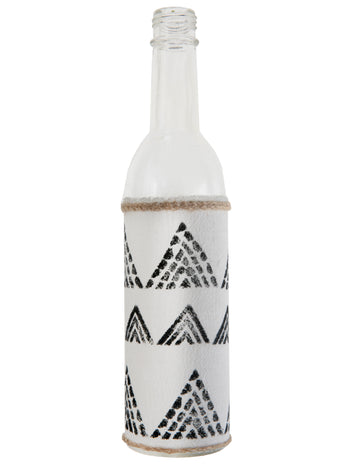 Fekete-fehér etnikai üveg 25 cm bohém rügyváza