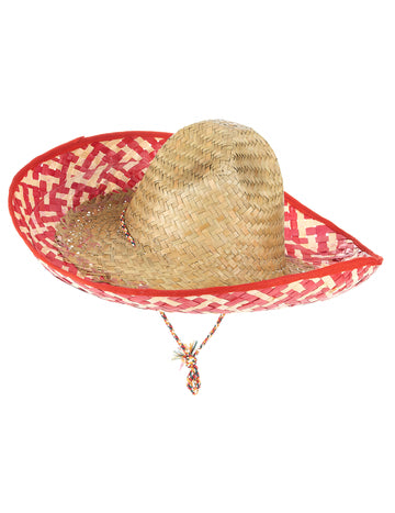 Vörös mexikói sombrero és felnőtt szalma
