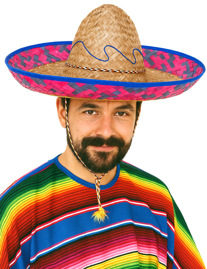 Mexikói sombrero rózsaszín és felnőtt kék szegély