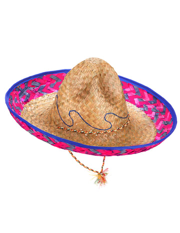 Mexikói sombrero rózsaszín és felnőtt kék szegély