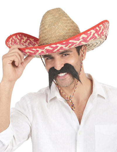 Vörös mexikói sombrero és felnőtt szalma