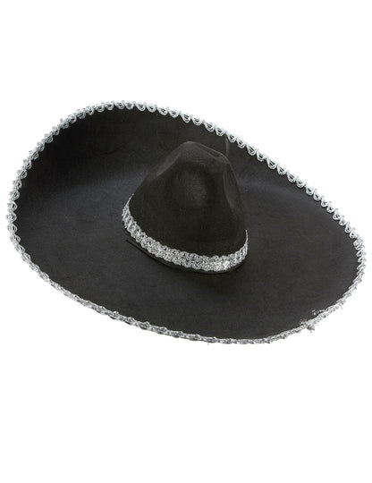 Fekete sombrero ezüst szegély felnőtt