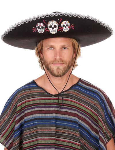 Fekete sombrero dia de los muertos felnőtt ezüst kivitelek