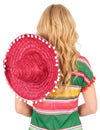 Vörös sombrero felnőtt pompom szegélyével
