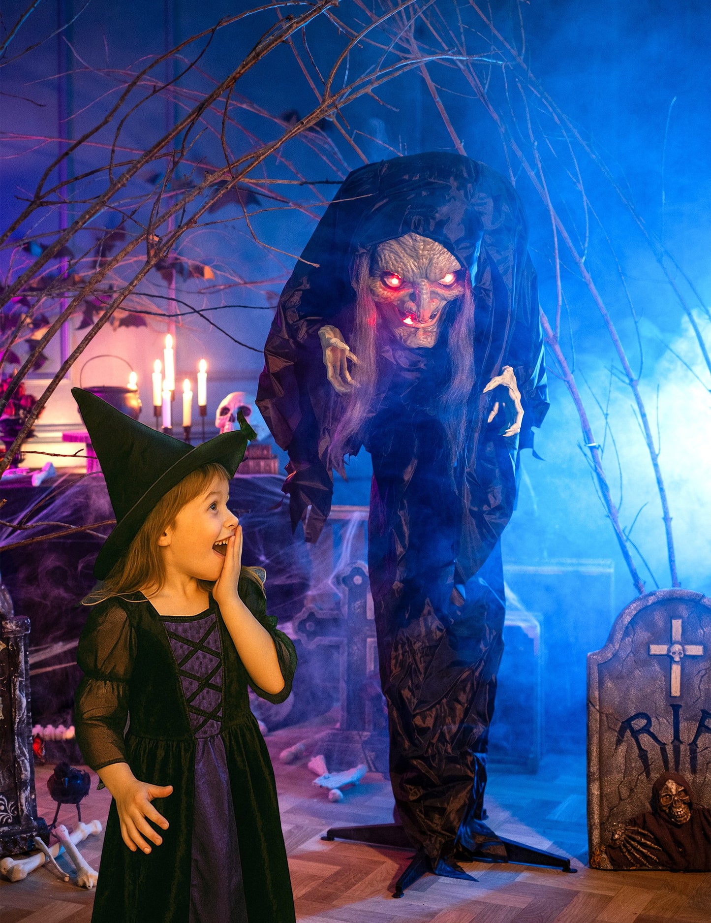 Hunchbacked Witch - Animált, hang, fényes 160 cm