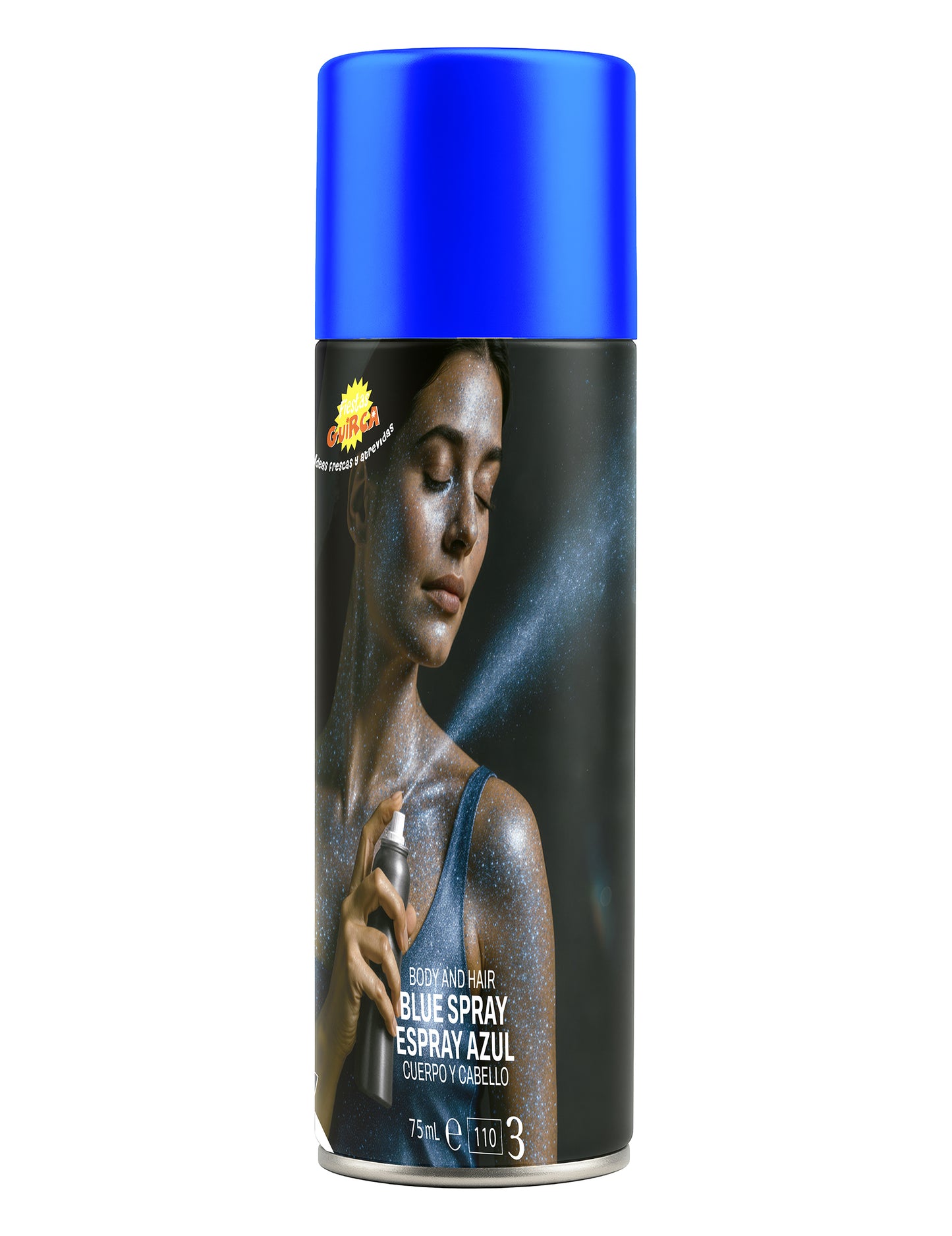 Vue d'ensemble du flacon du spray à paillettes pour le corps pour adulte