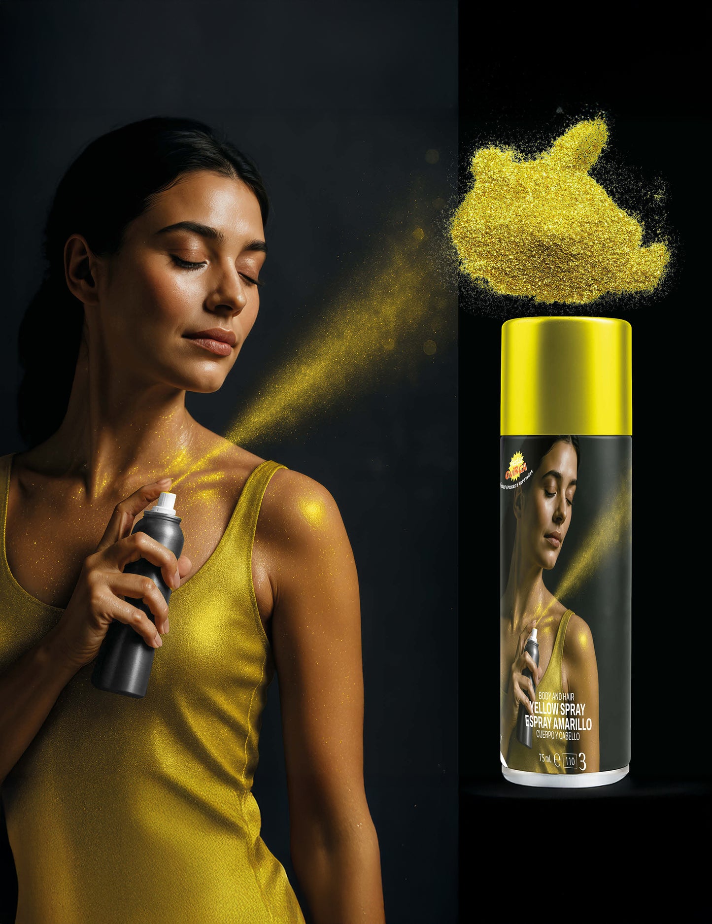 Sárga test csillogó spray 75 ml