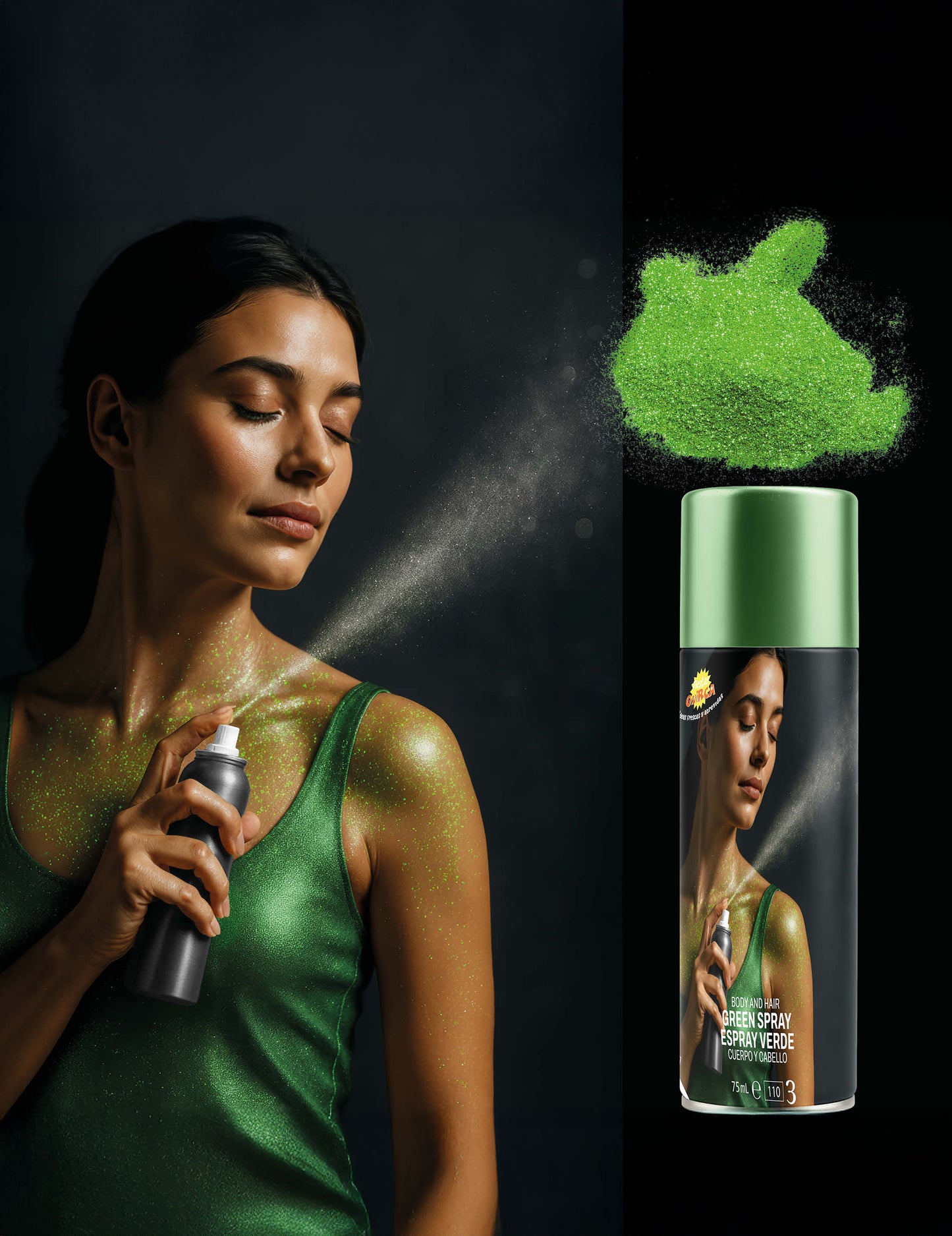 Csillogó test spray zöld 75 ml