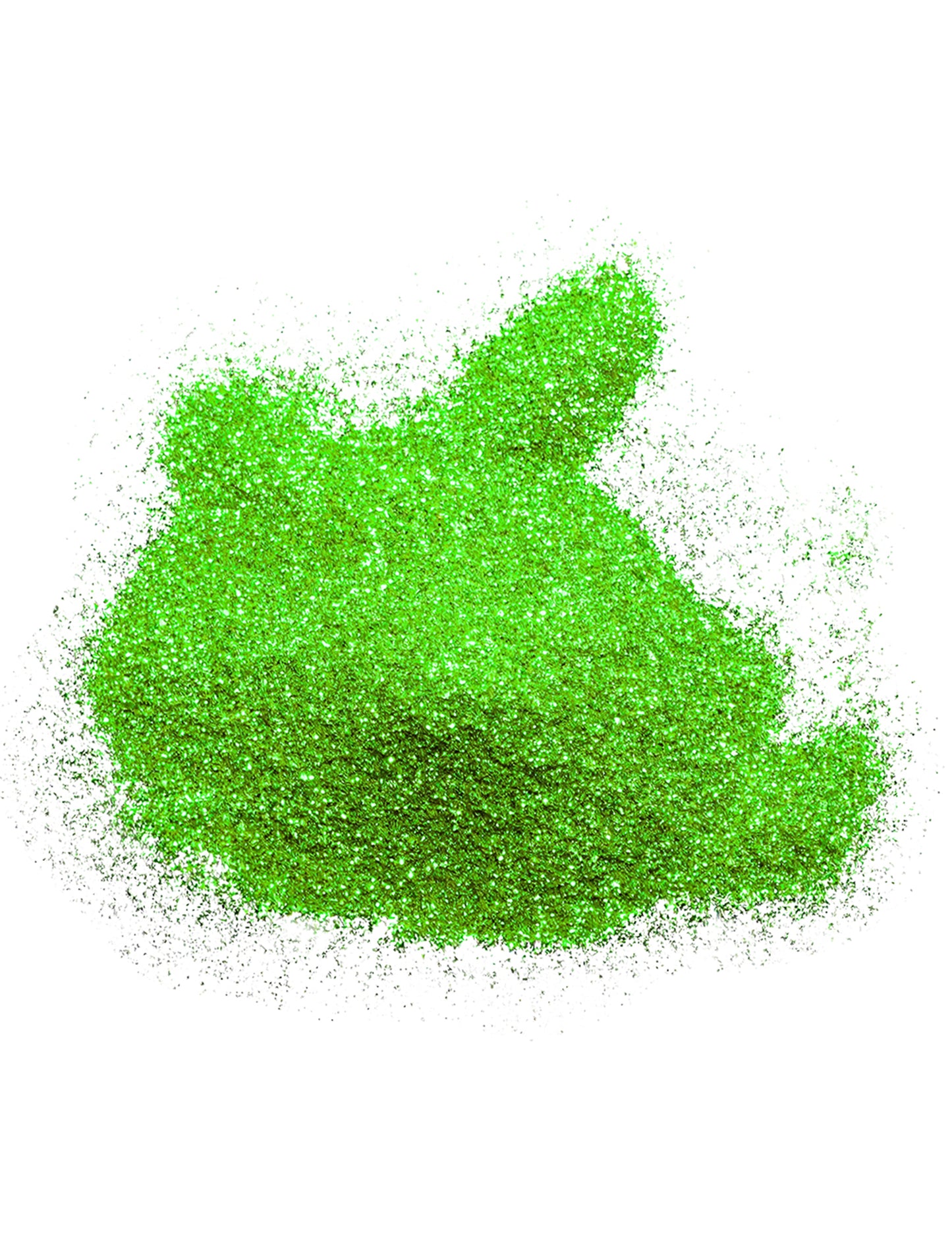 Détail de la texture des paillettes du spray à paillettes pour le corps pour adulte vert