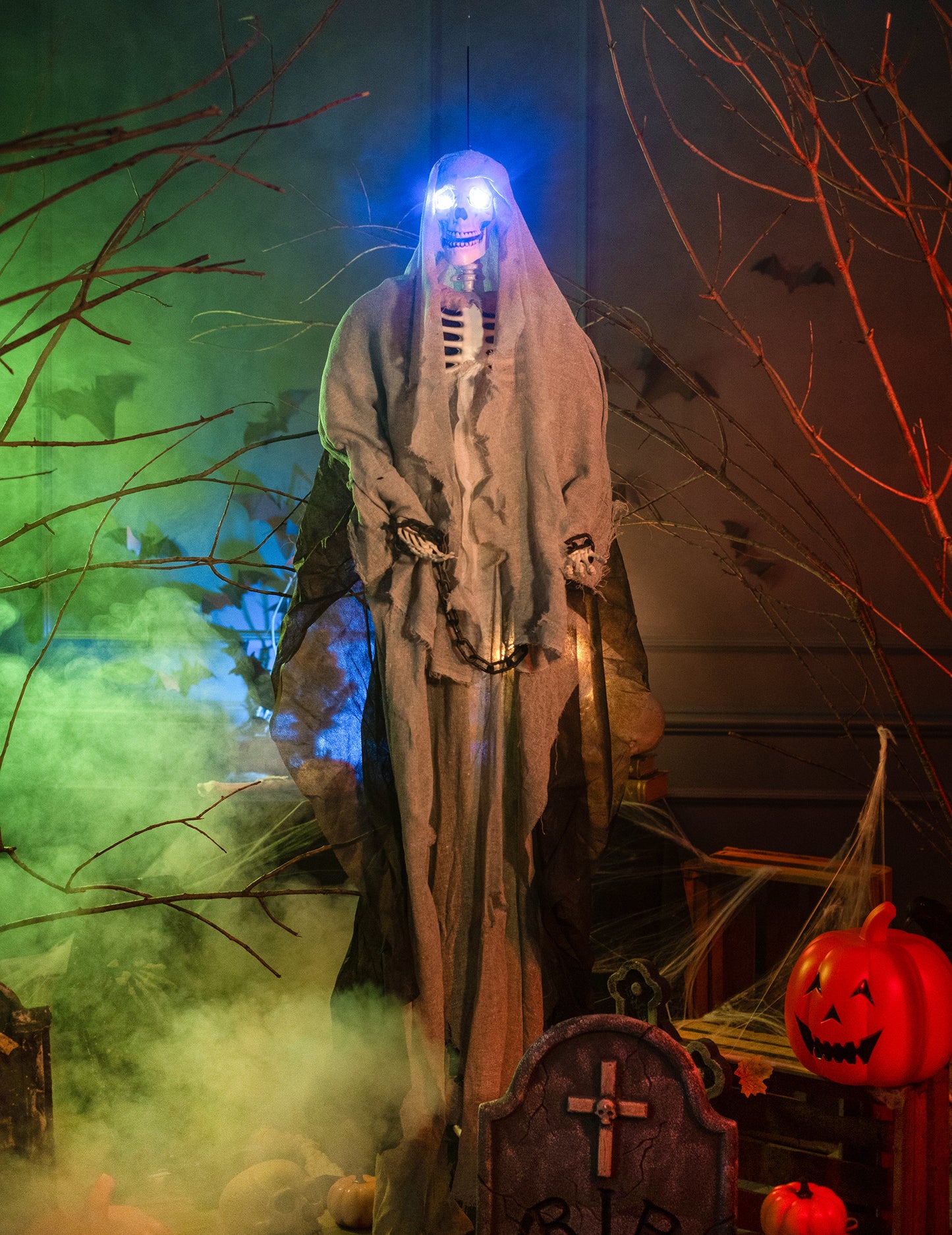 Halloween szürke függő csontváz 180 cm