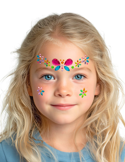 Strass adhésifs papillon et fleurs