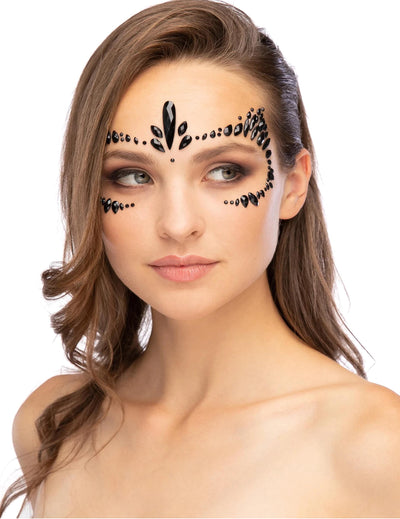 Strass adhésifs pour visage chat noir pour femme noirs