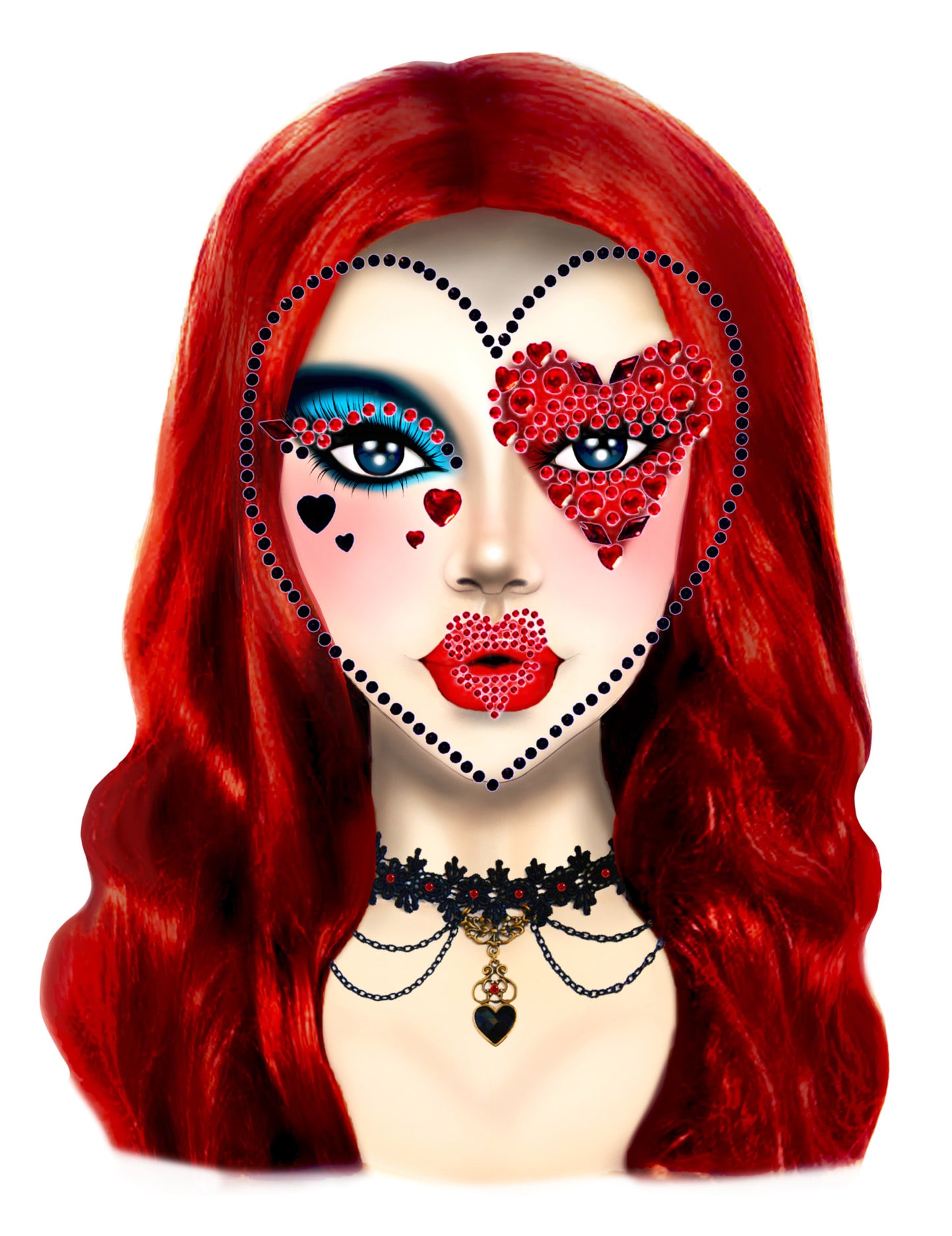 Szív- és testkirálynő ragasztó strasszok