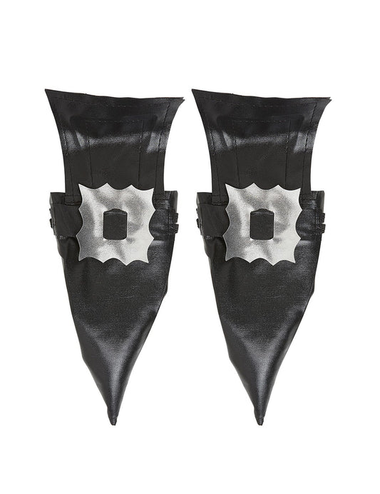 Sur-chaussures sorcière Halloween pour adulte noires avec boucles argentées