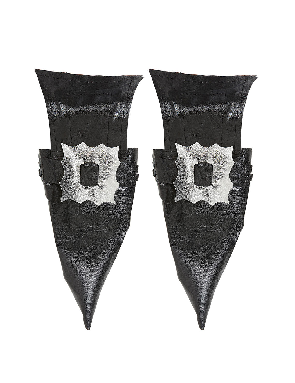 Sur-chaussures sorcière Halloween pour adulte noires avec boucles argentées