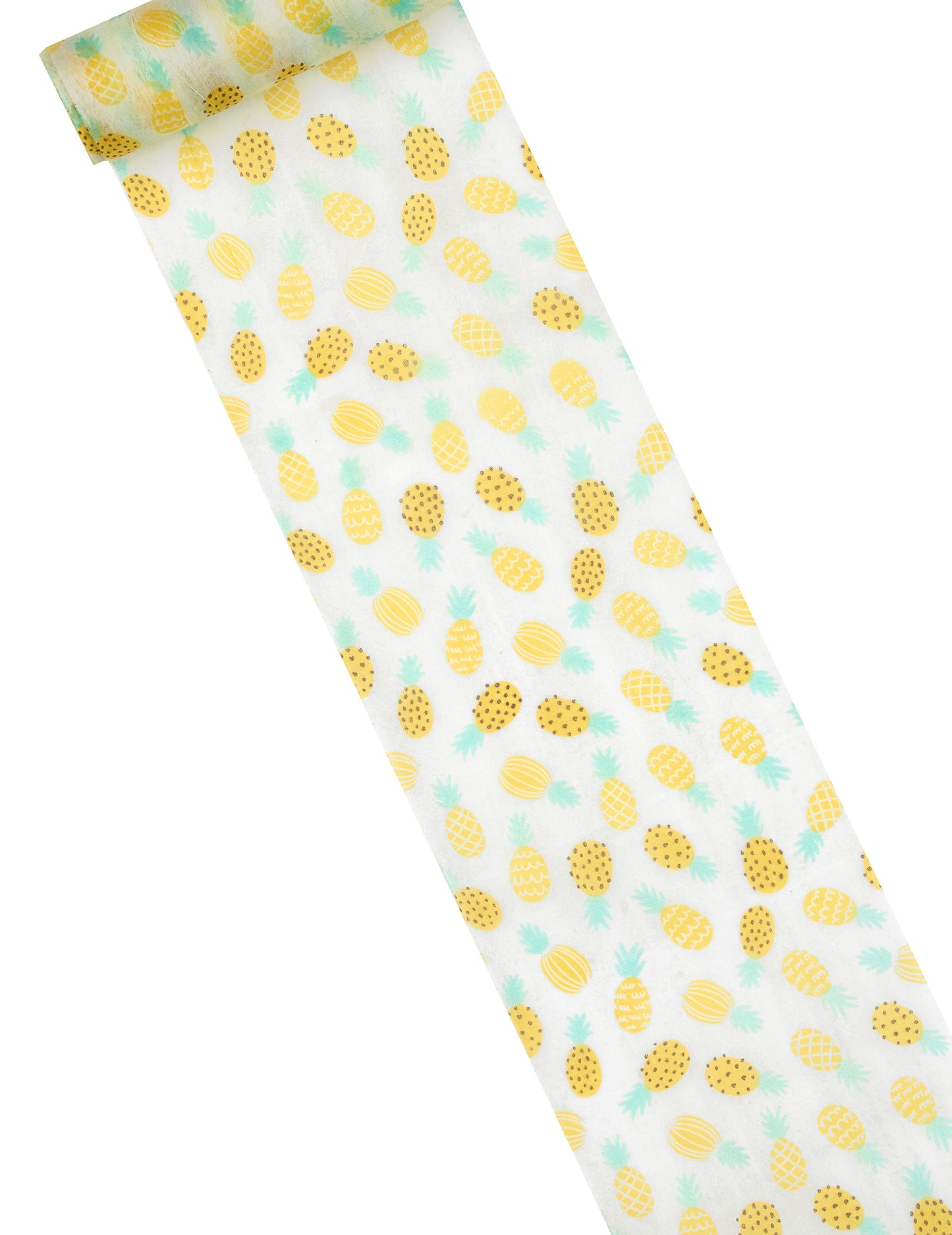 Nem szőtt asztali futó fehér és sárga ananász mintával, 15 cm 5 méter