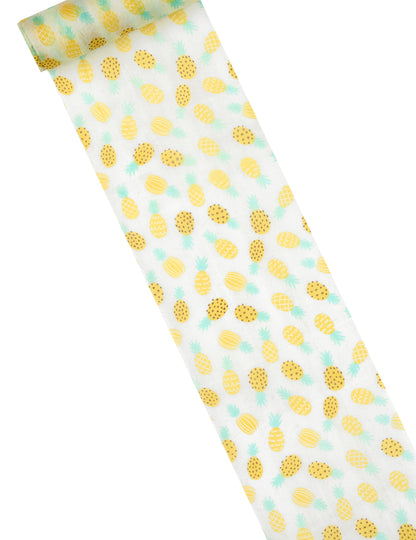 Nem szőtt asztali futó fehér és sárga ananász mintával, 15 cm 5 méter