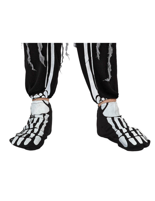 Sur-chaussures squelette Halloween pour adulte noir et blanc