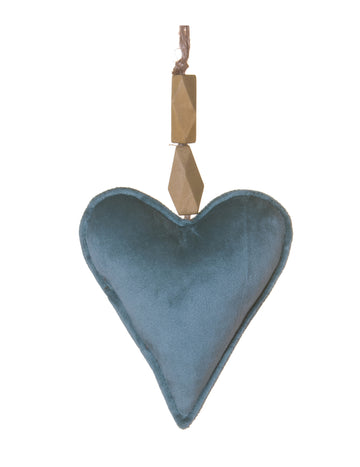 Kék bársony szív alakú függőlámpa 15 cm elegáns karácsonyi díszek