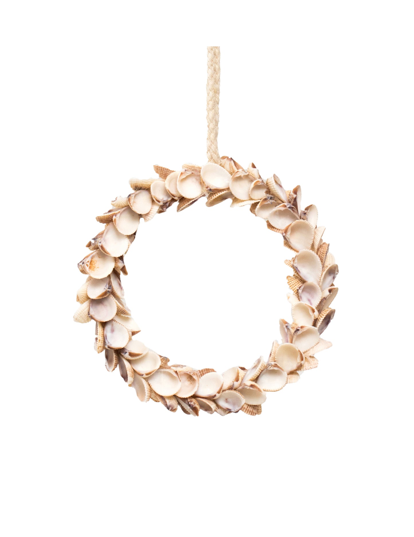 Függő fehér kagylókoszorú 12 cm Tengerészeti dekoráció