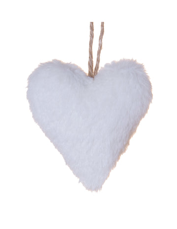 Fehér szőrös szív alakú függőlámpa 12 cm sarki dekoráció