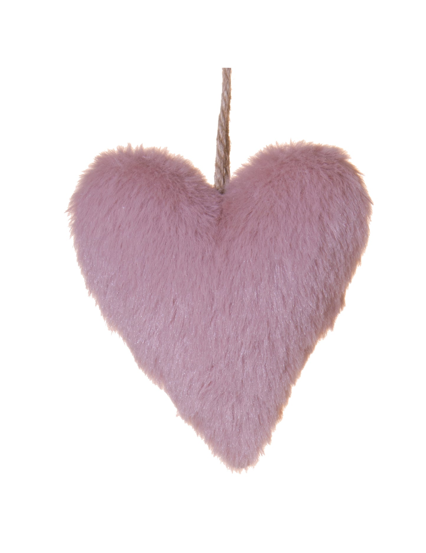 Rózsaszín szőrös szív függődísz 12 cm karácsonyfára 