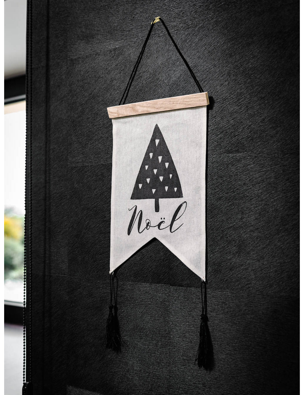 Grafikus karácsonyi vászon fali dekoráció 37 x 40 cm felakasztani