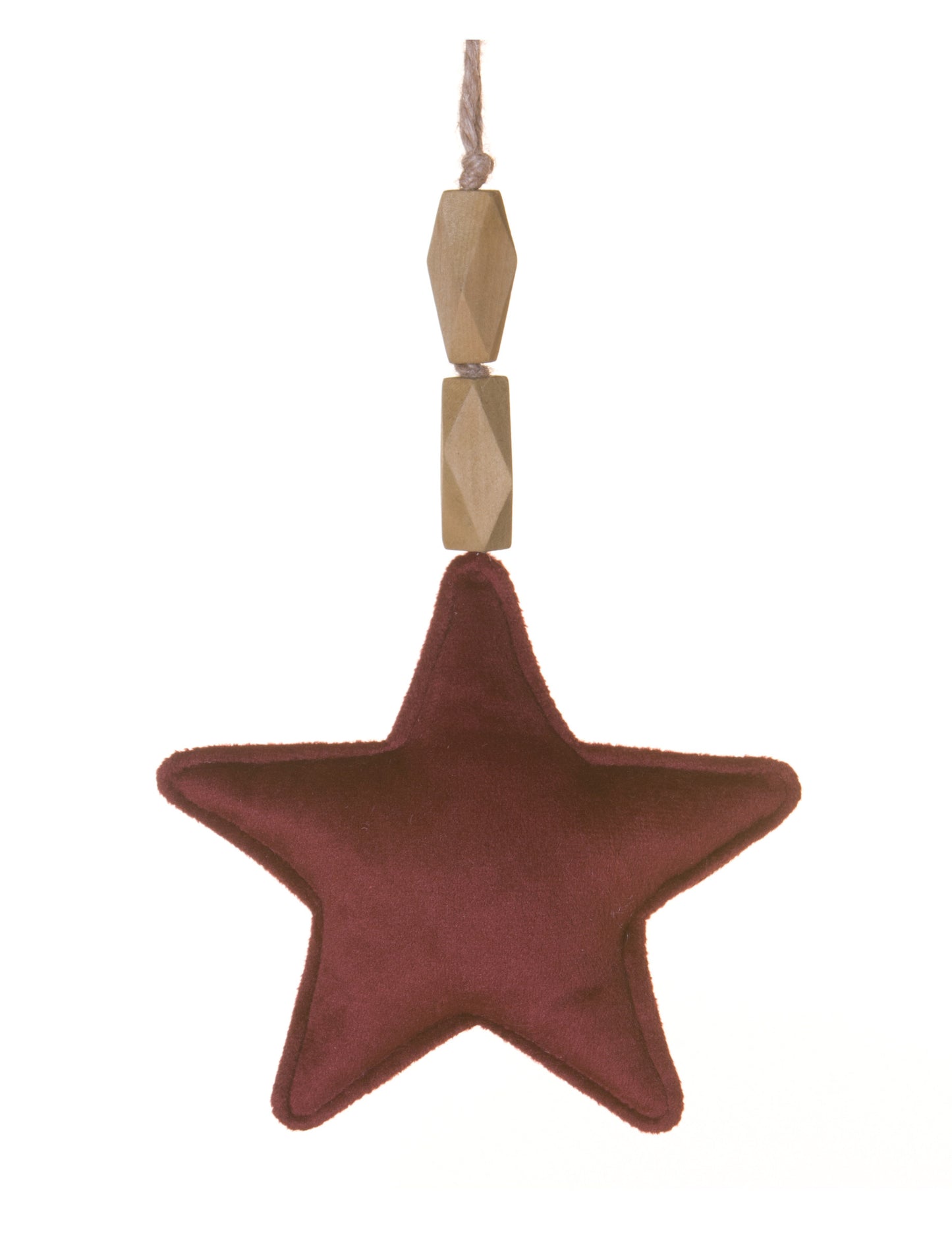 Csillagos függeszték bordó bársonyból 15 cm fenyőfára