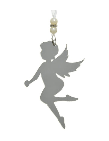 Ezüst tündér függőlámpa 12 cm, karácsonyi dekoráció