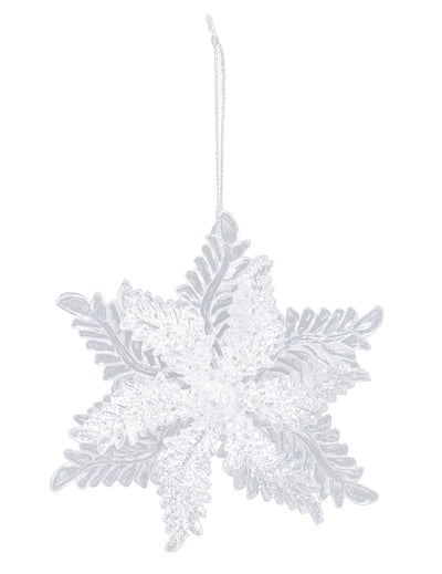 Suspension flocon pailleté pour sapin blanche