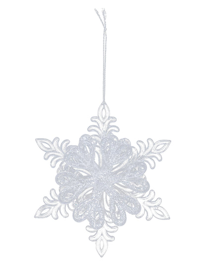 Csillogó hópehely függőlámpa 11 cm véletlenszerű minta karácsonyfára