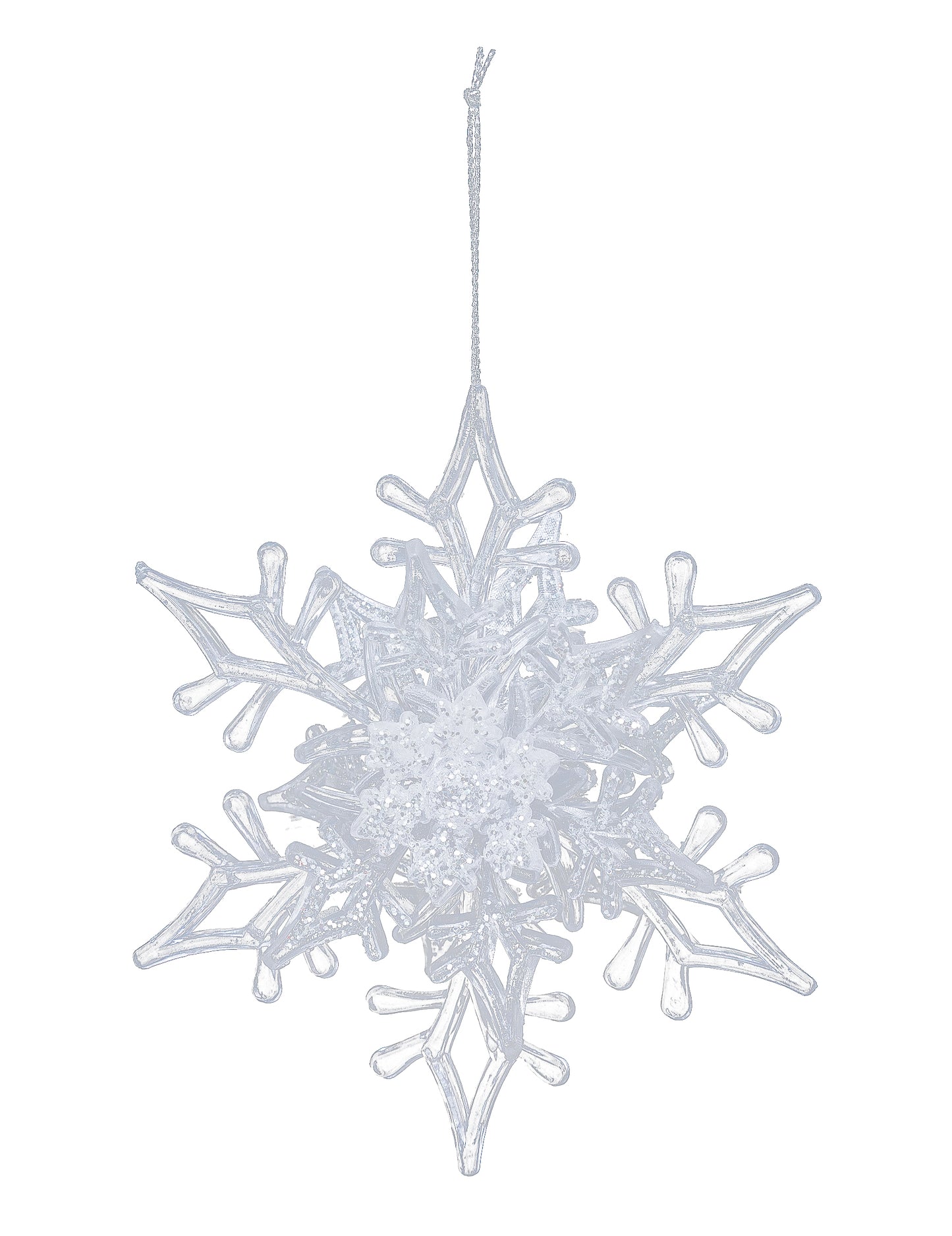 Csillogó hópehely függőlámpa 11 cm véletlenszerű minta karácsonyfára