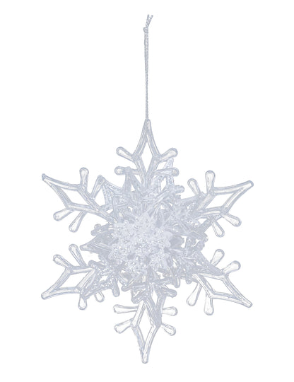 Csillogó hópehely függőlámpa 11 cm véletlenszerű minta karácsonyfára